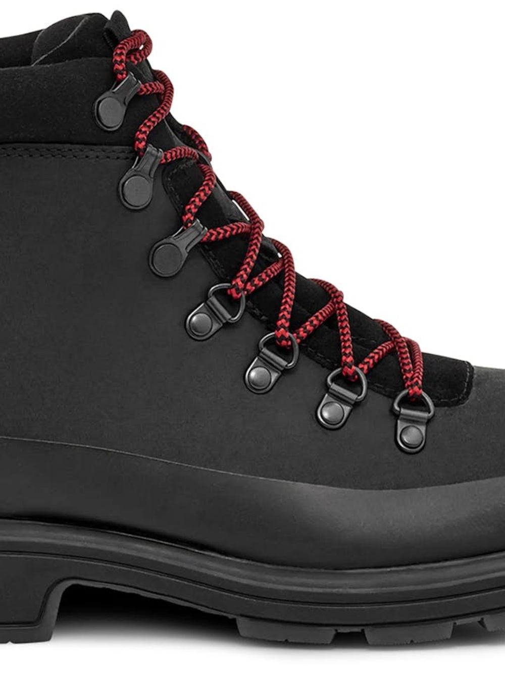 UGG Biltmore Hiker Waterproof Lace Up Suede Boots Black Men's Sz 10.5 Red Laces